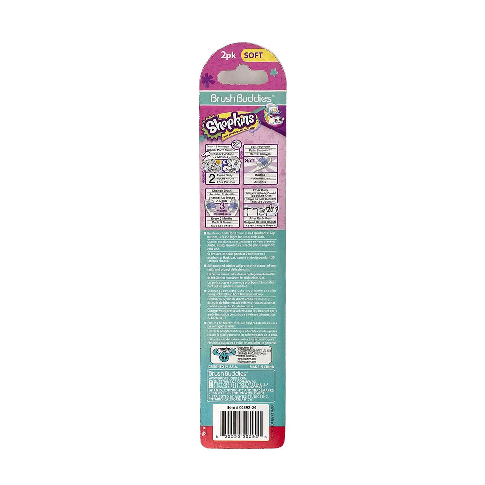 Shopkins toothbrush with rounded brush heads for kids