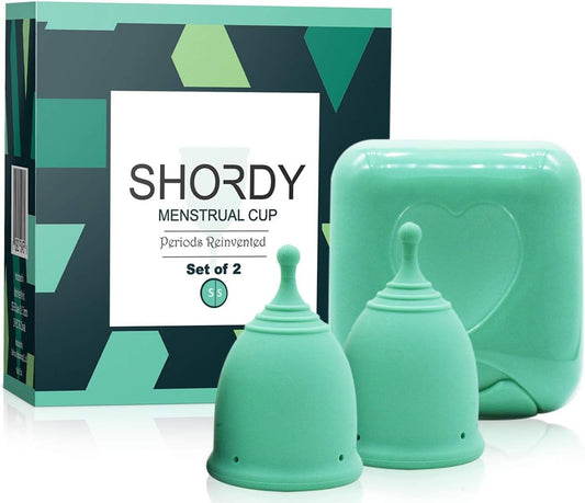 SHORDY reusable menstrual cup small two-pack for sustainable period care.
