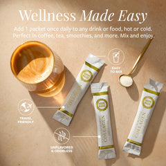 Shore Magic collagen powder in smoothie illustrates versatility.
