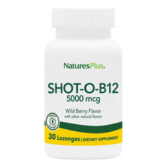 NaturesPlus Shot-O-B12-30 Lozenges Wild Berry – front view