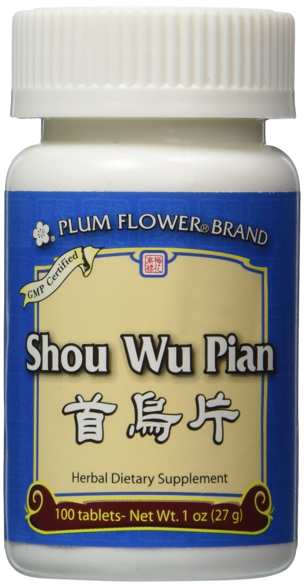 Shou Wu Pian 100 ct Plum Flower bottle - front view