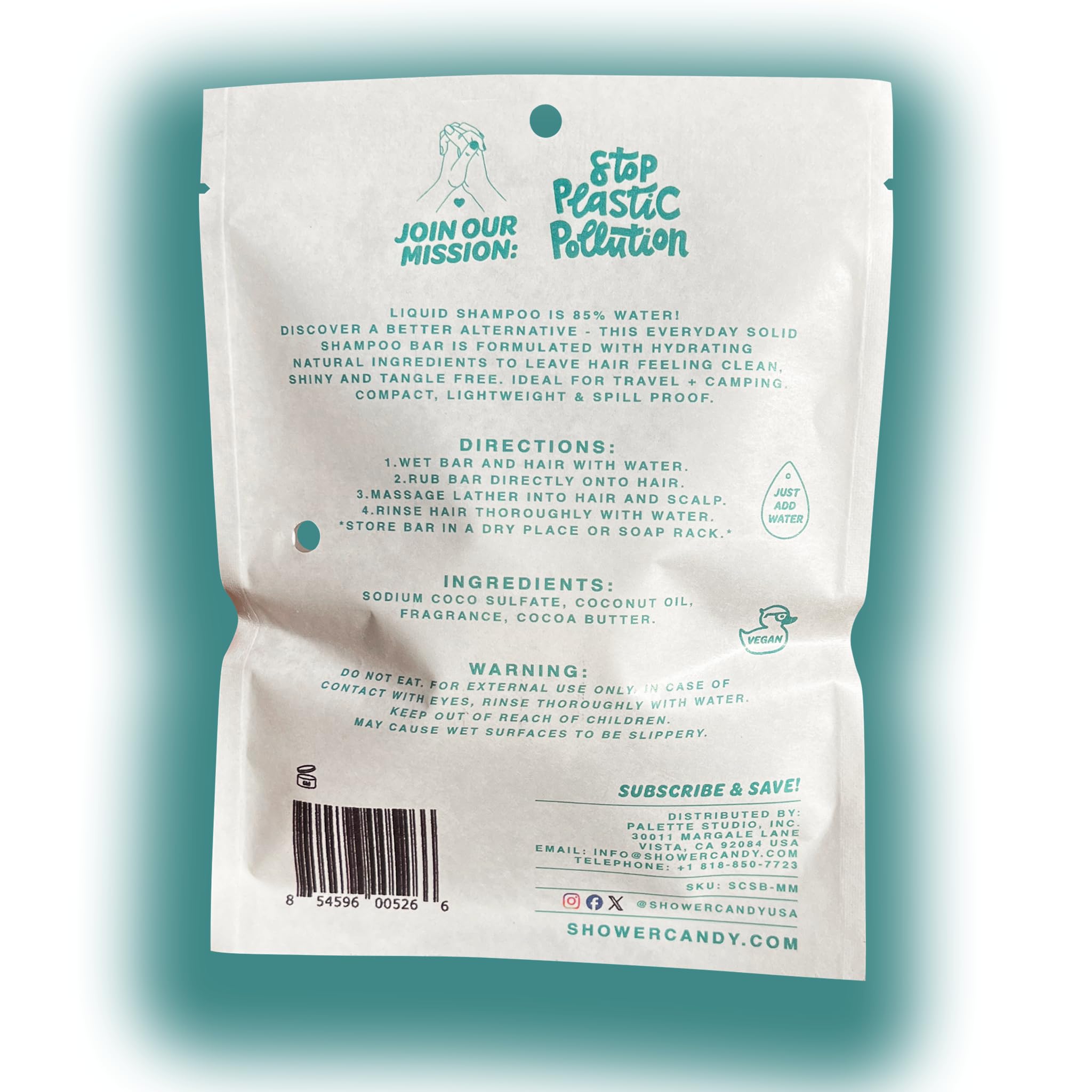 Shower Candy Moroccan Mint Shampoo Bar lather demonstrates rich cleansing for all hair types.