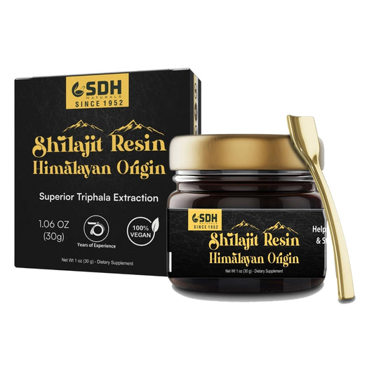 Bottle of SHREE DHANWANTRI HERBALS Himalayan Shilajit Resin 30g – 2 month supply