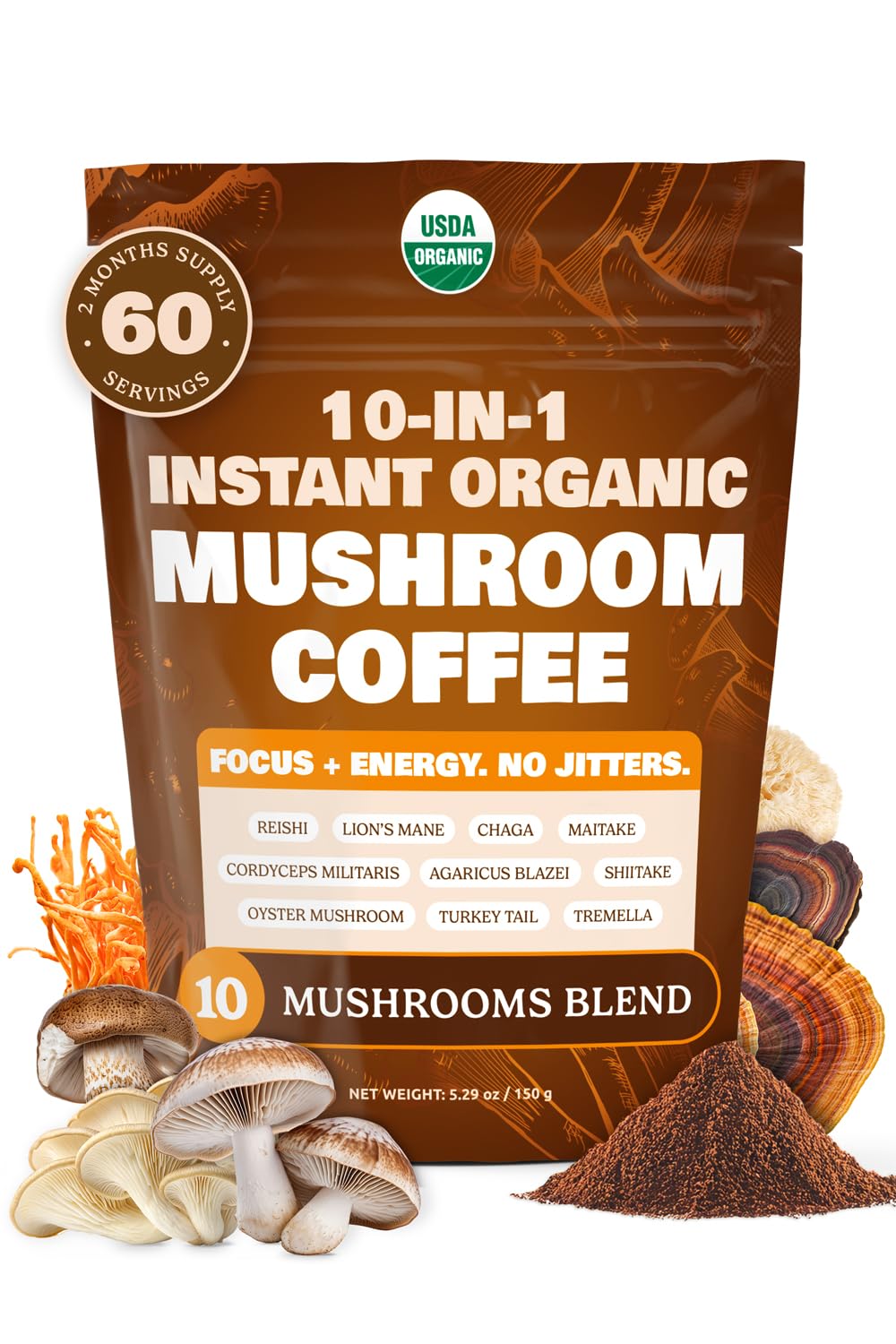 ShroomDNA 10-in-1 Mushroom Coffee Front Packshot