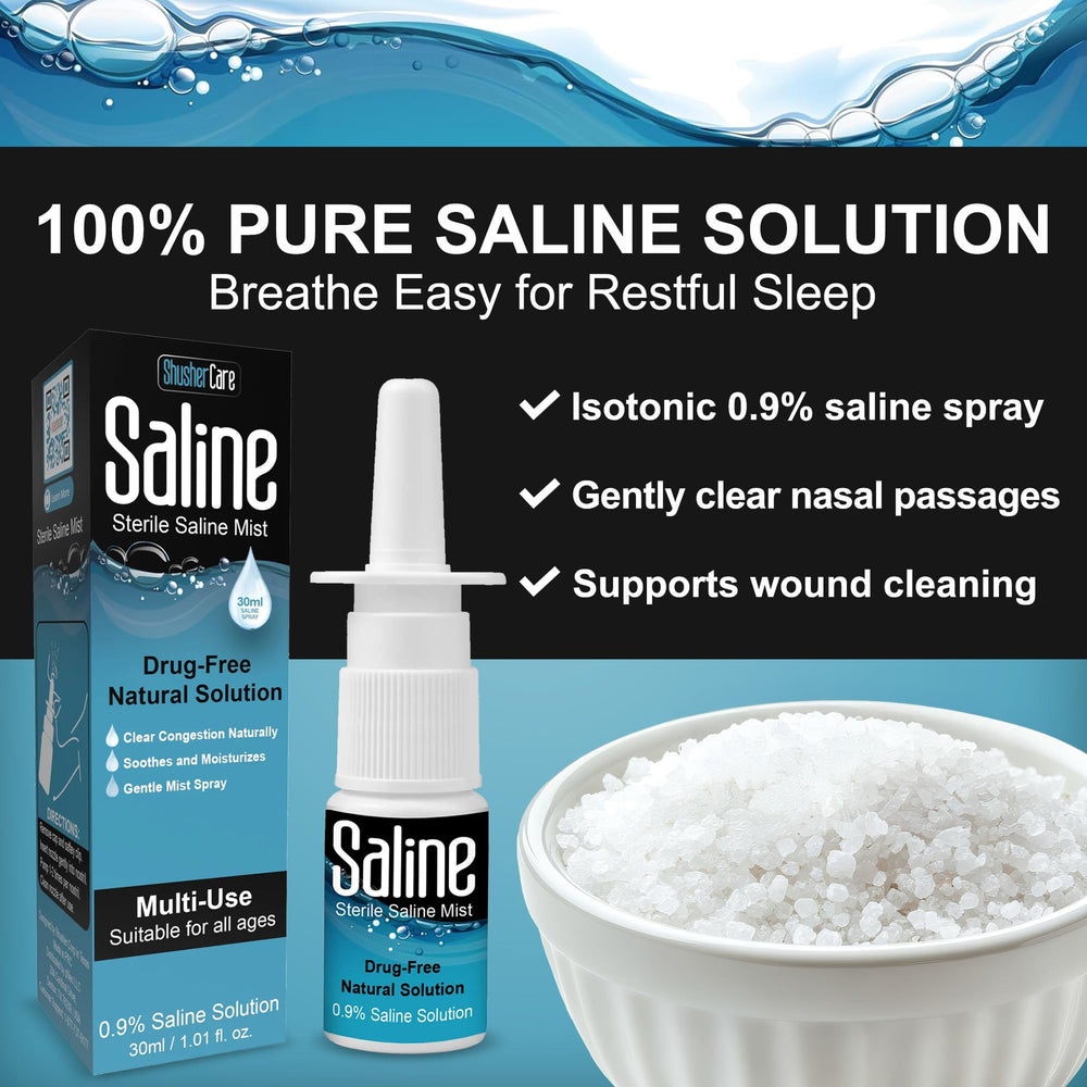 Shusher Care nasal spray pack3 side view in travel-ready packaging