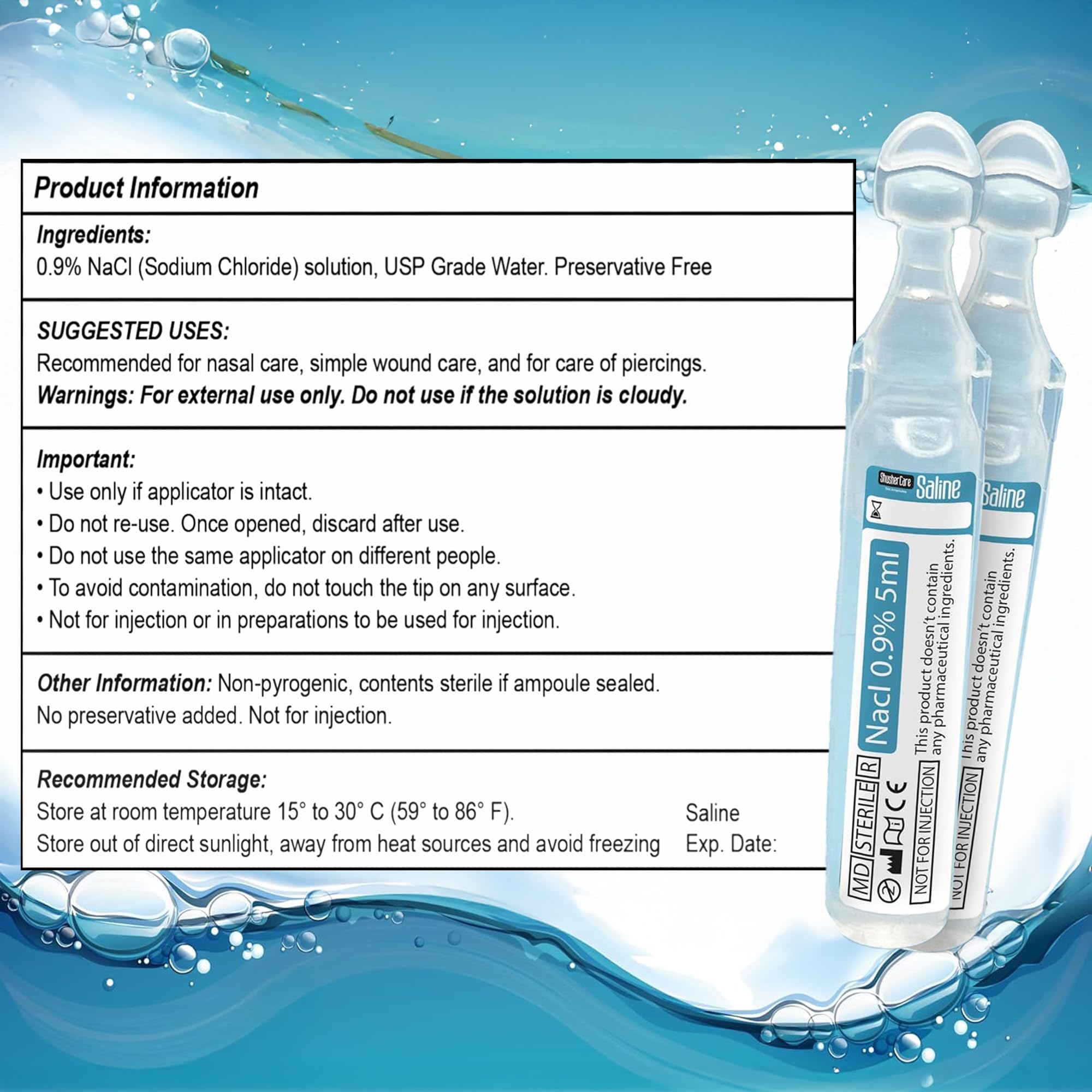 Shusher Care 5ml sterile ampoules preserve freshness and hygiene