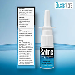Shusher Care spray application method demonstrates simple, gentle nasal use.
