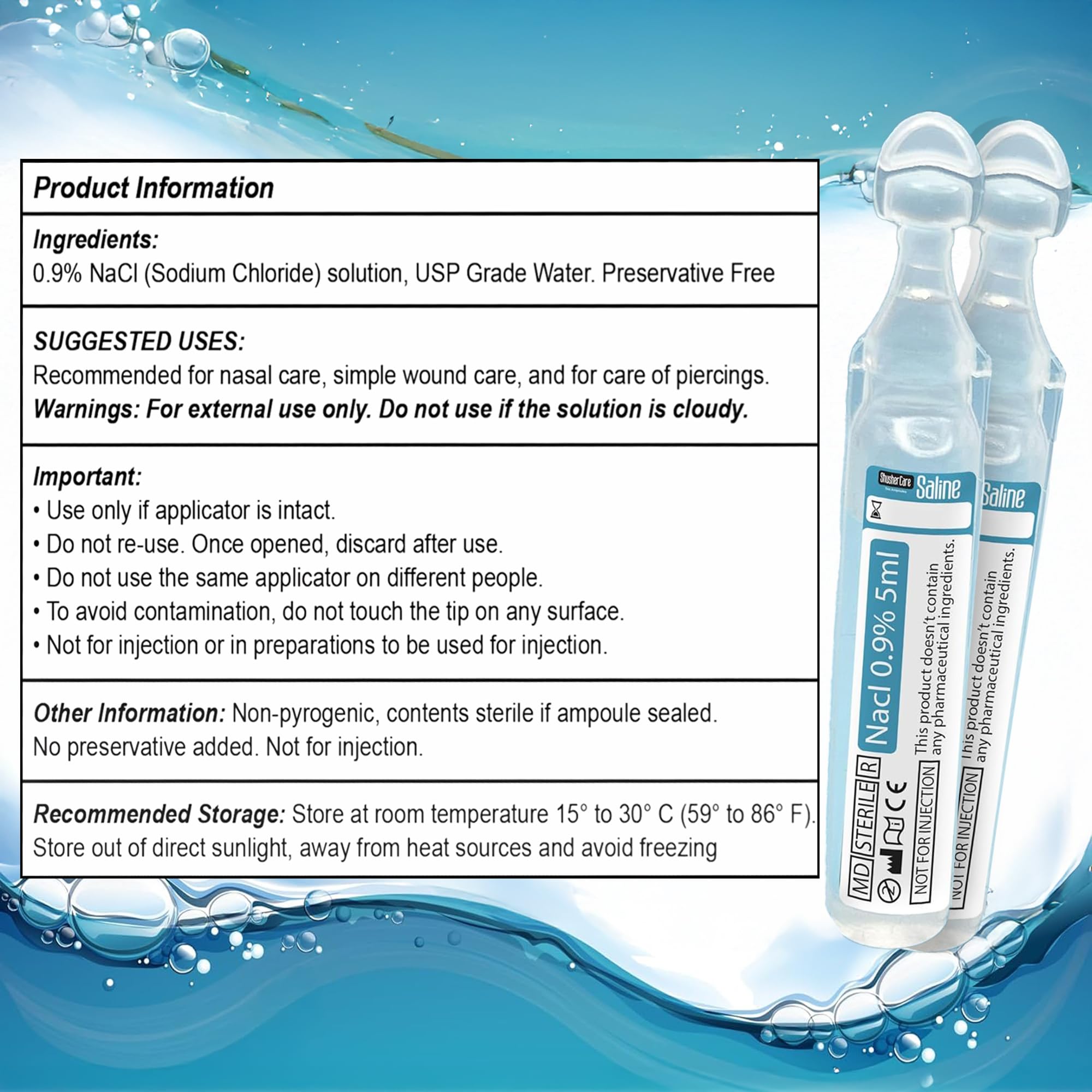 Shusher Care wound cleaning saline for gentle cleansing of small cuts