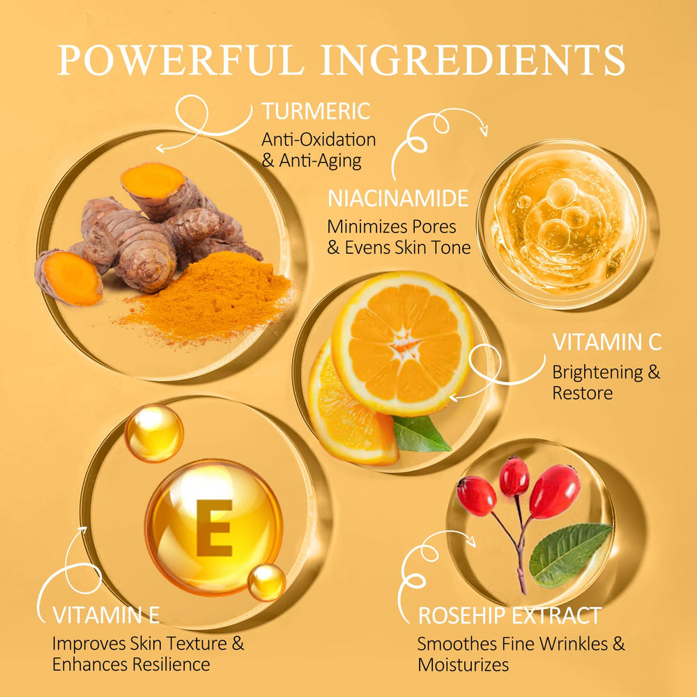 SHVYOG Vitamin C Turmeric Serum bottle tilt highlighting premium packaging and protection from oxidation