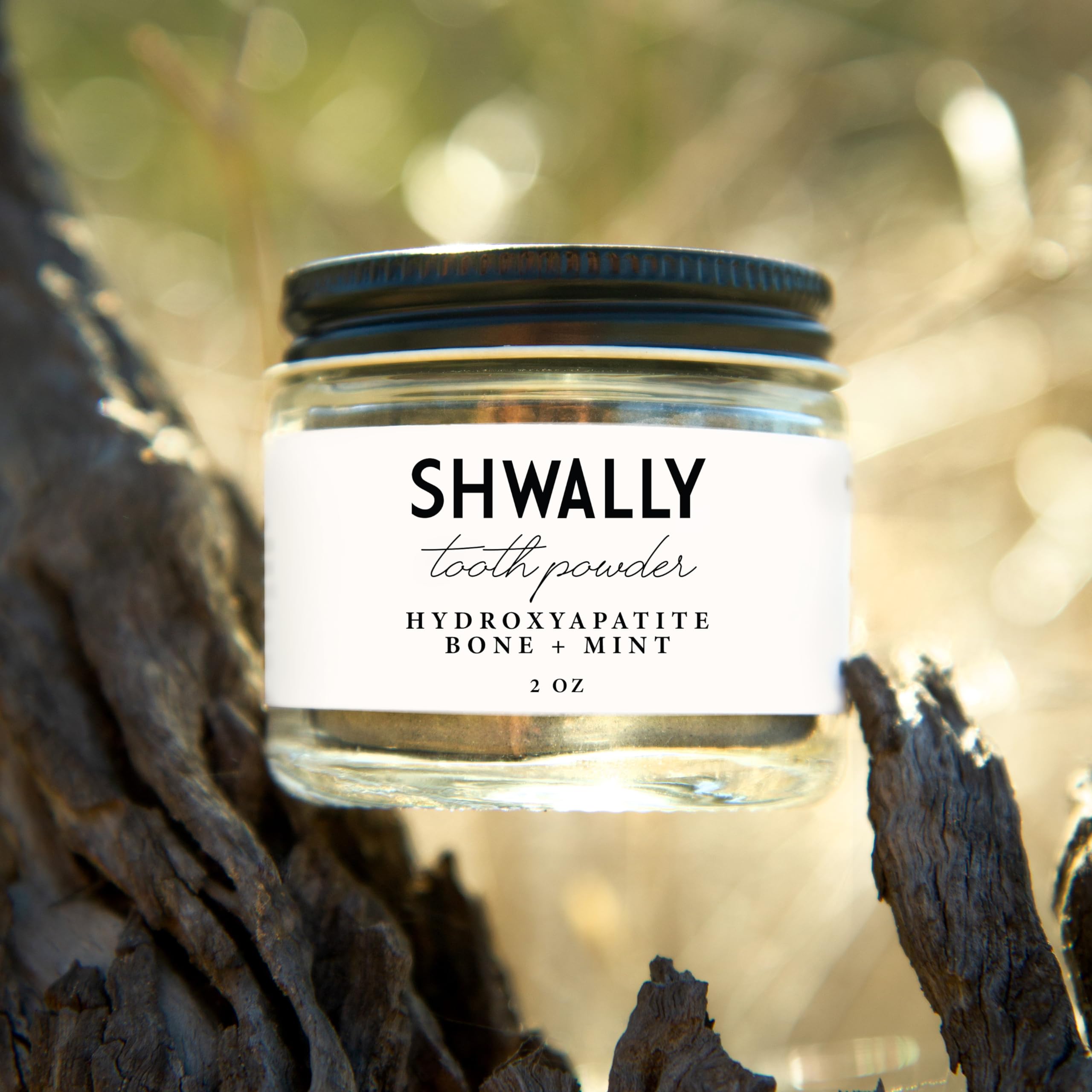 Product packaging for Shwally fluoride-free tooth powder