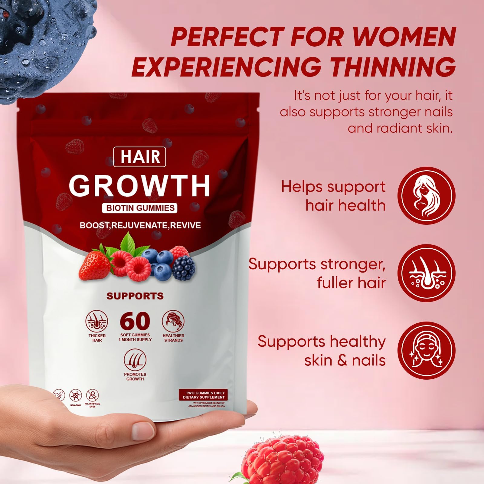 Close-up of berry-flavored gummies