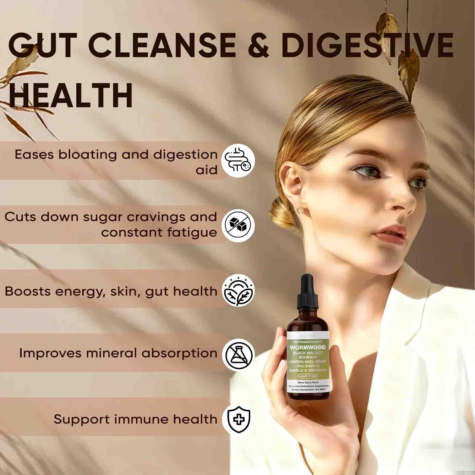 Close-up of Shwfhi Orame label on Wormwood Gut Cleanse bottle