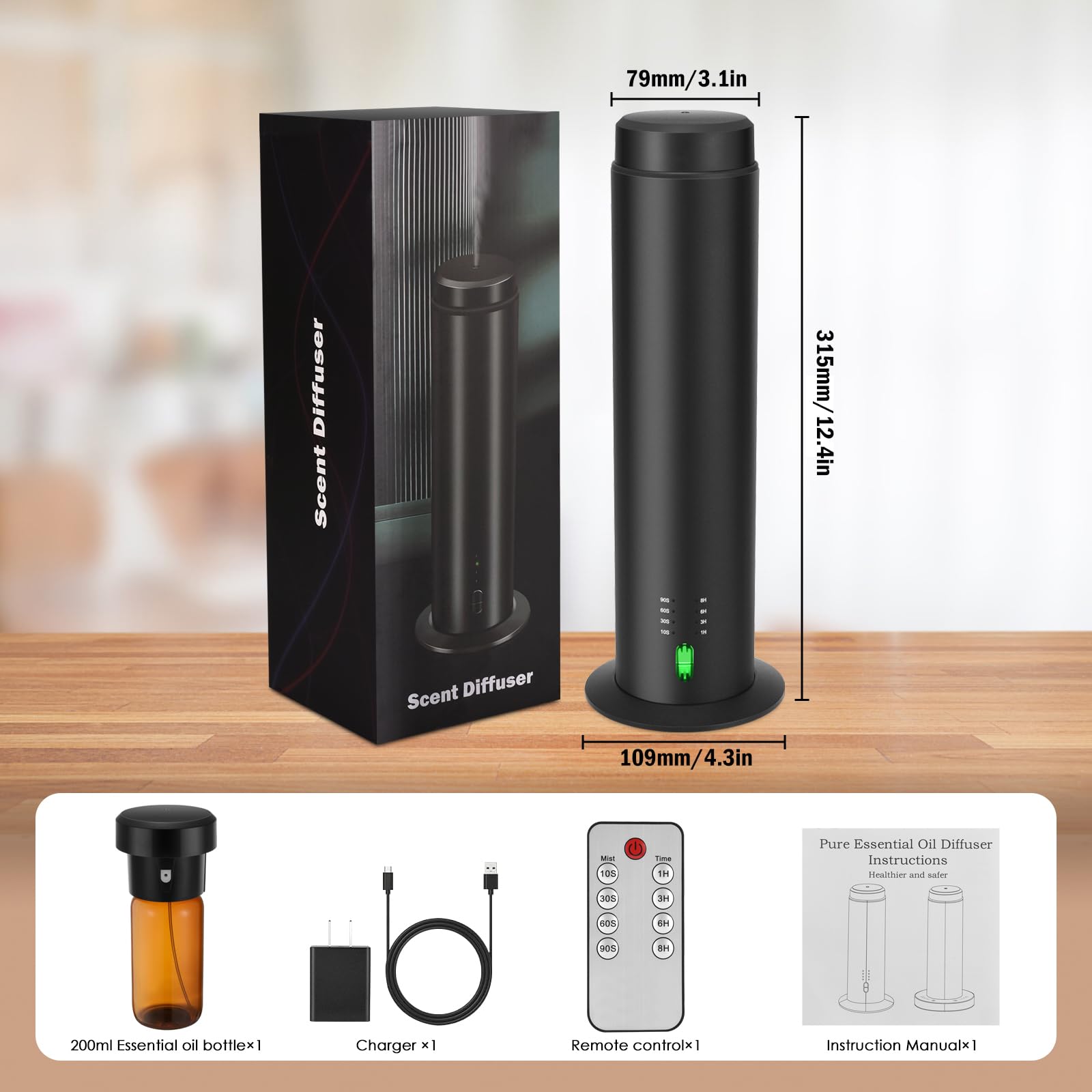 SHXMZS diffuser in modern living room showcasing 200ml capacity