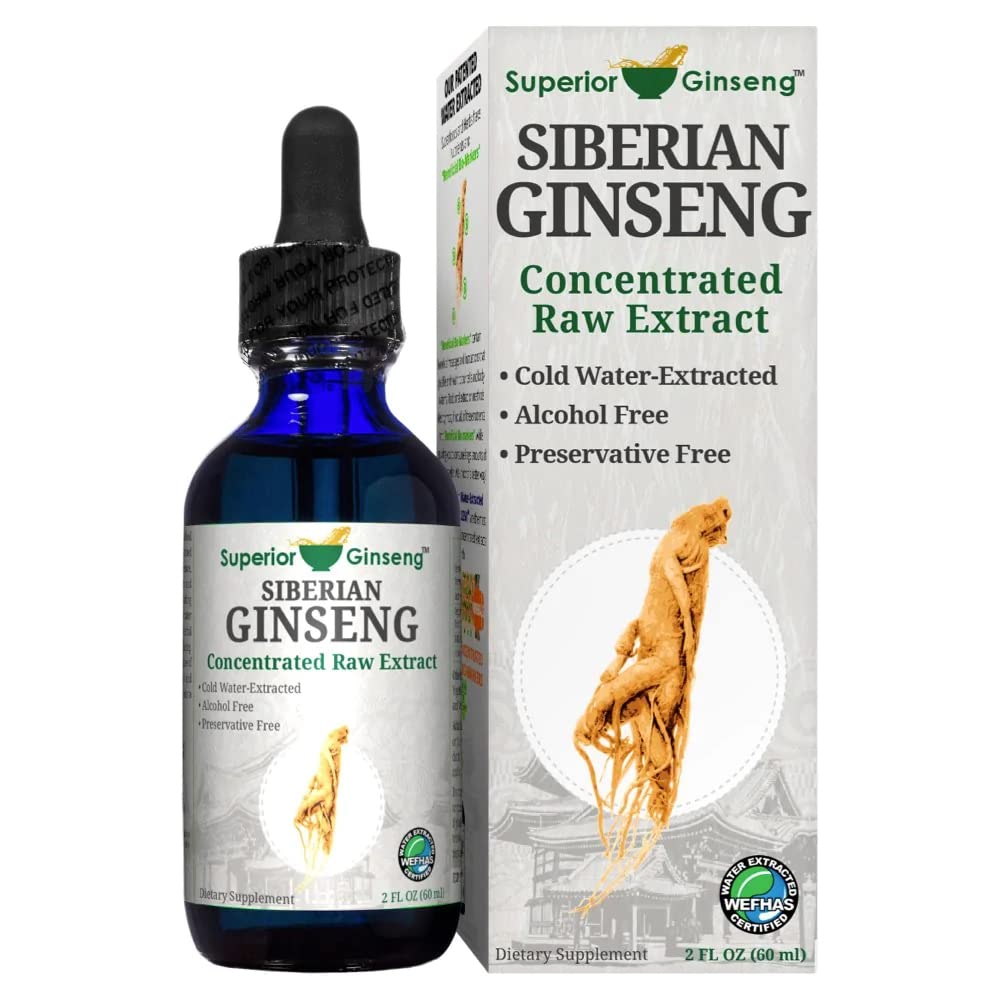 Siberian Ginseng Root Extract bottle with glass packaging