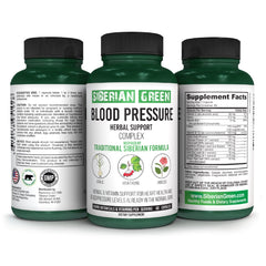 Bottle of Siberian Green Blood Cardio Pressure Herbal Support capsules