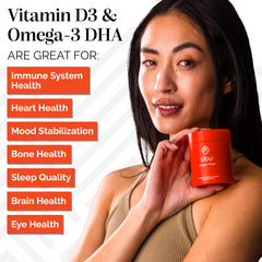 Illustration of benefits for skin, hair and nails from Omega-7 Plus