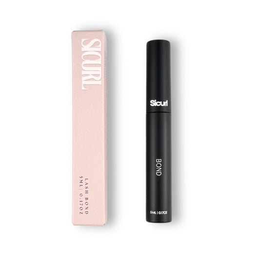 Sicurl Lash Bond wand closeup showing quick-dry hold for cluster lashes