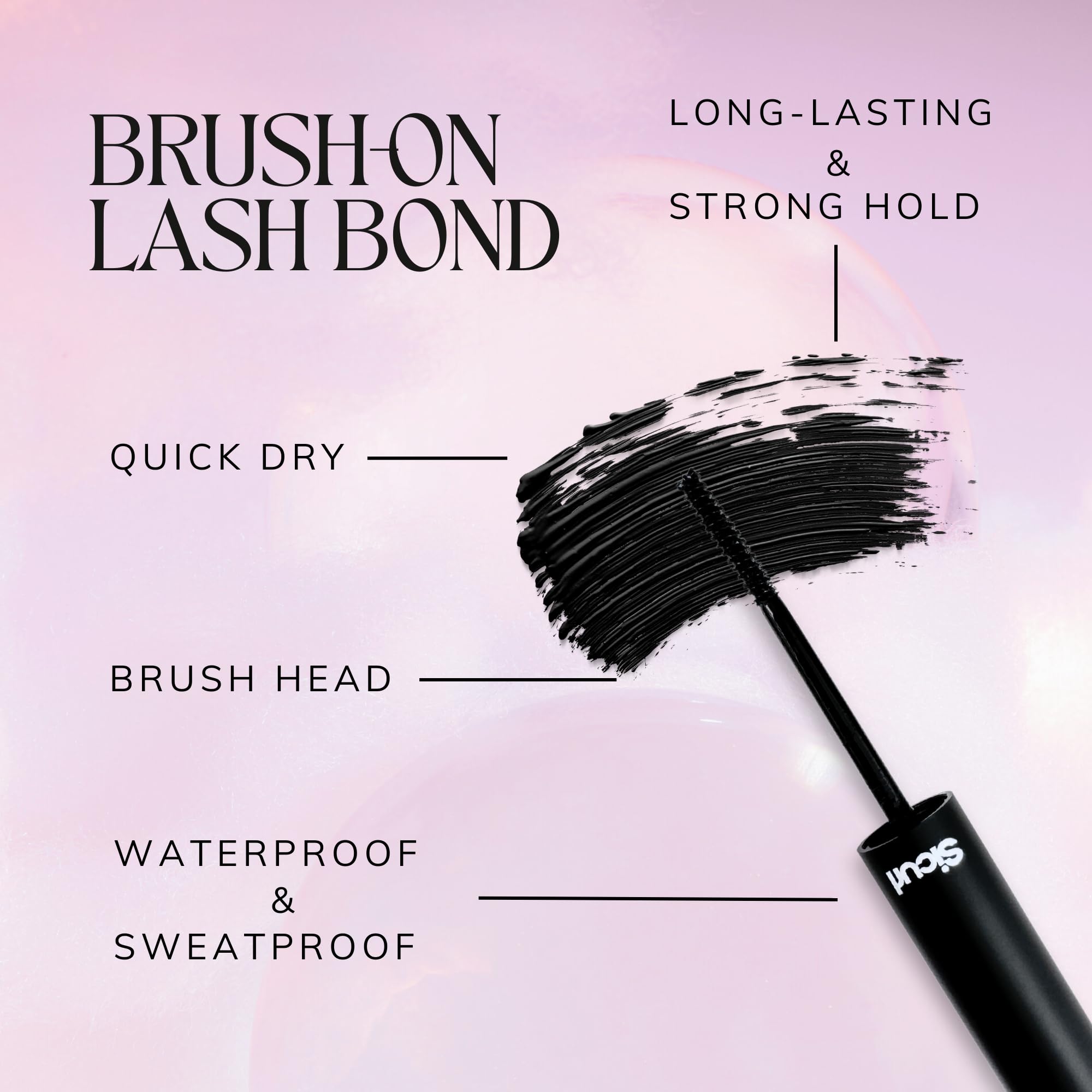 Sicurl Lash Bond waterproof hold demonstrated with lashes in place