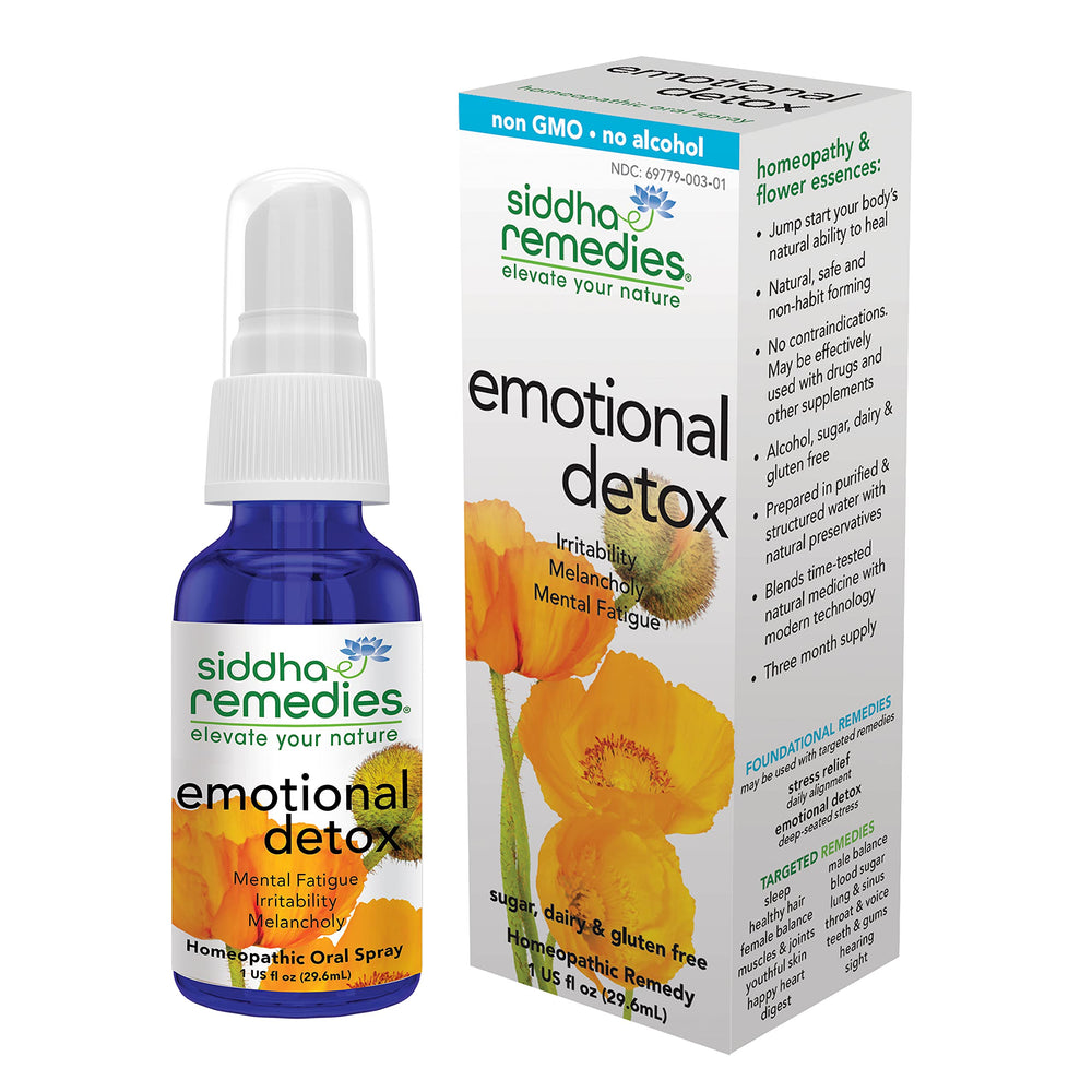 Siddha Remedies Emotional Detox oral spray bottle on white background