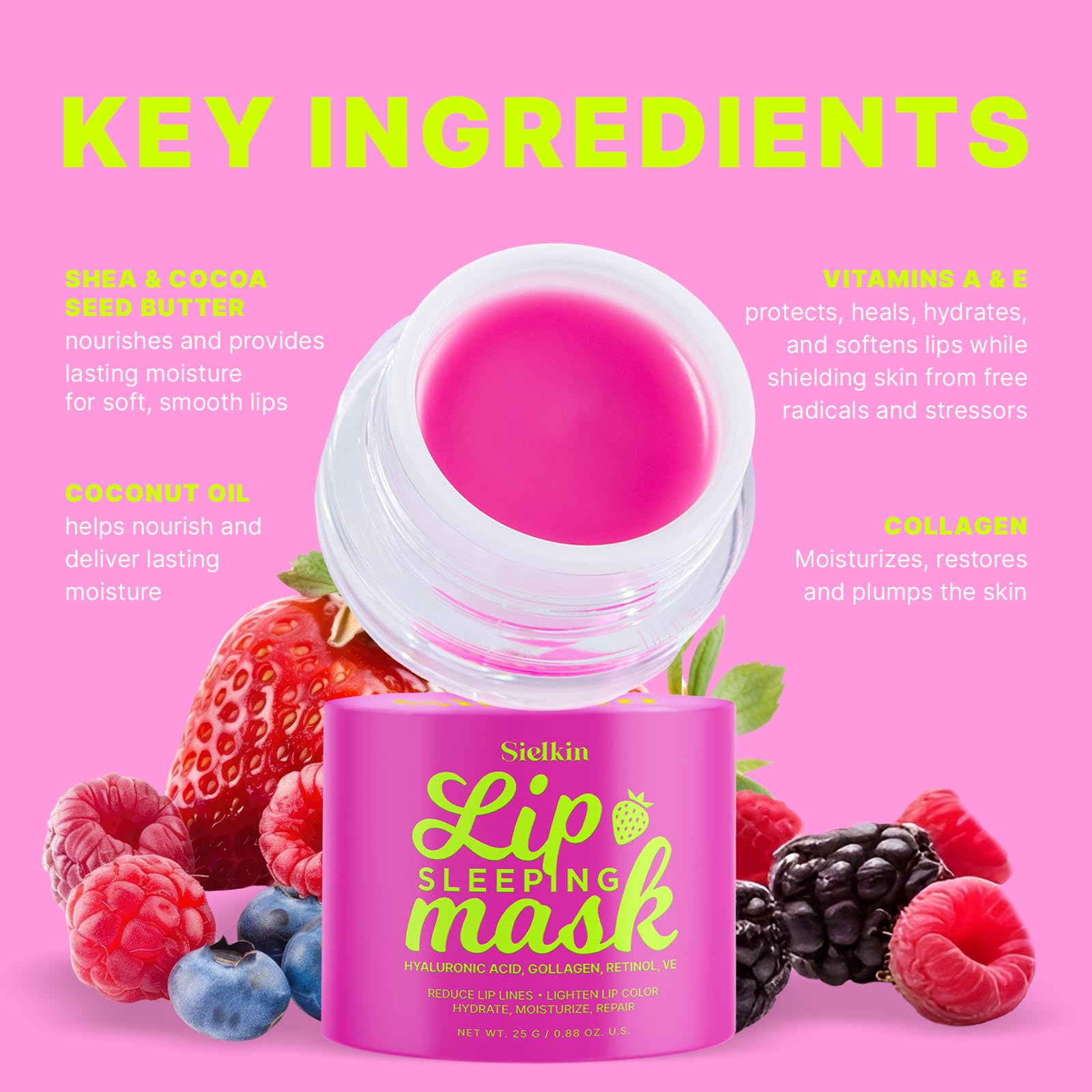 Sielkin lip mask gel texture indicating quick absorption before bed