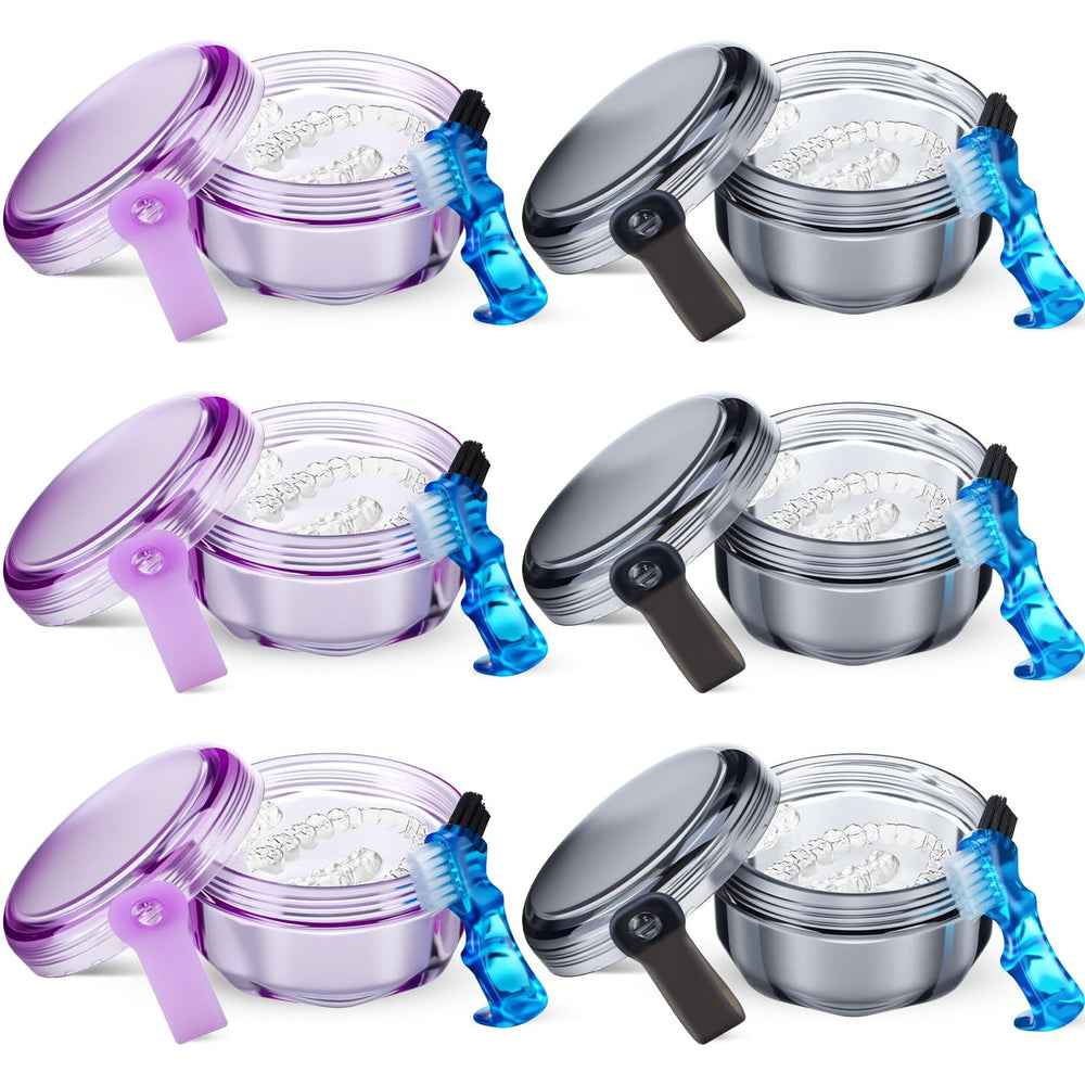 Includes 6 denture cases and 6 cleaning brushes