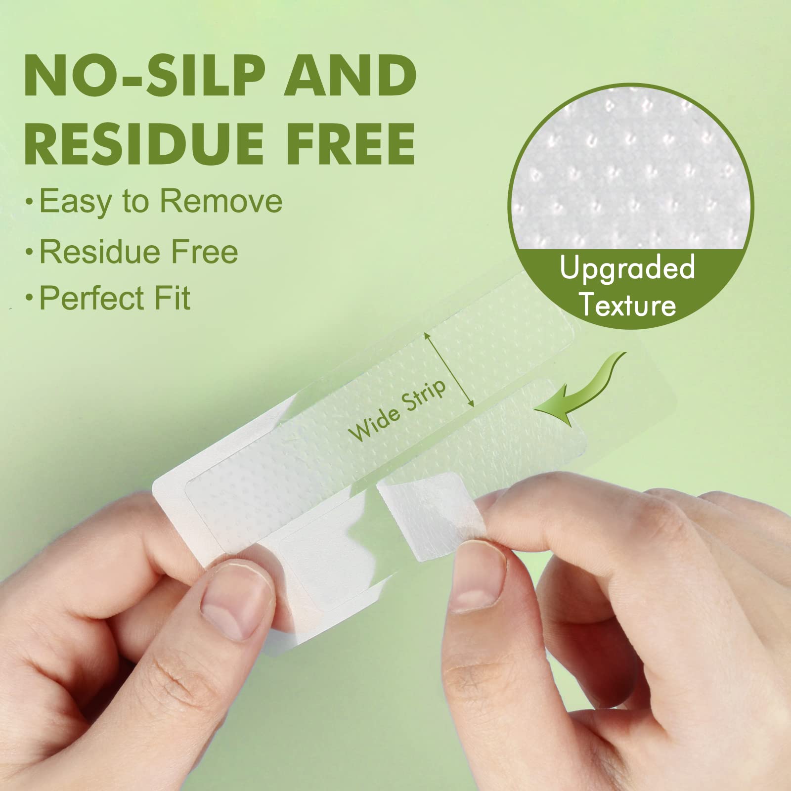 Non-slip, residue-free whitening strips on teeth