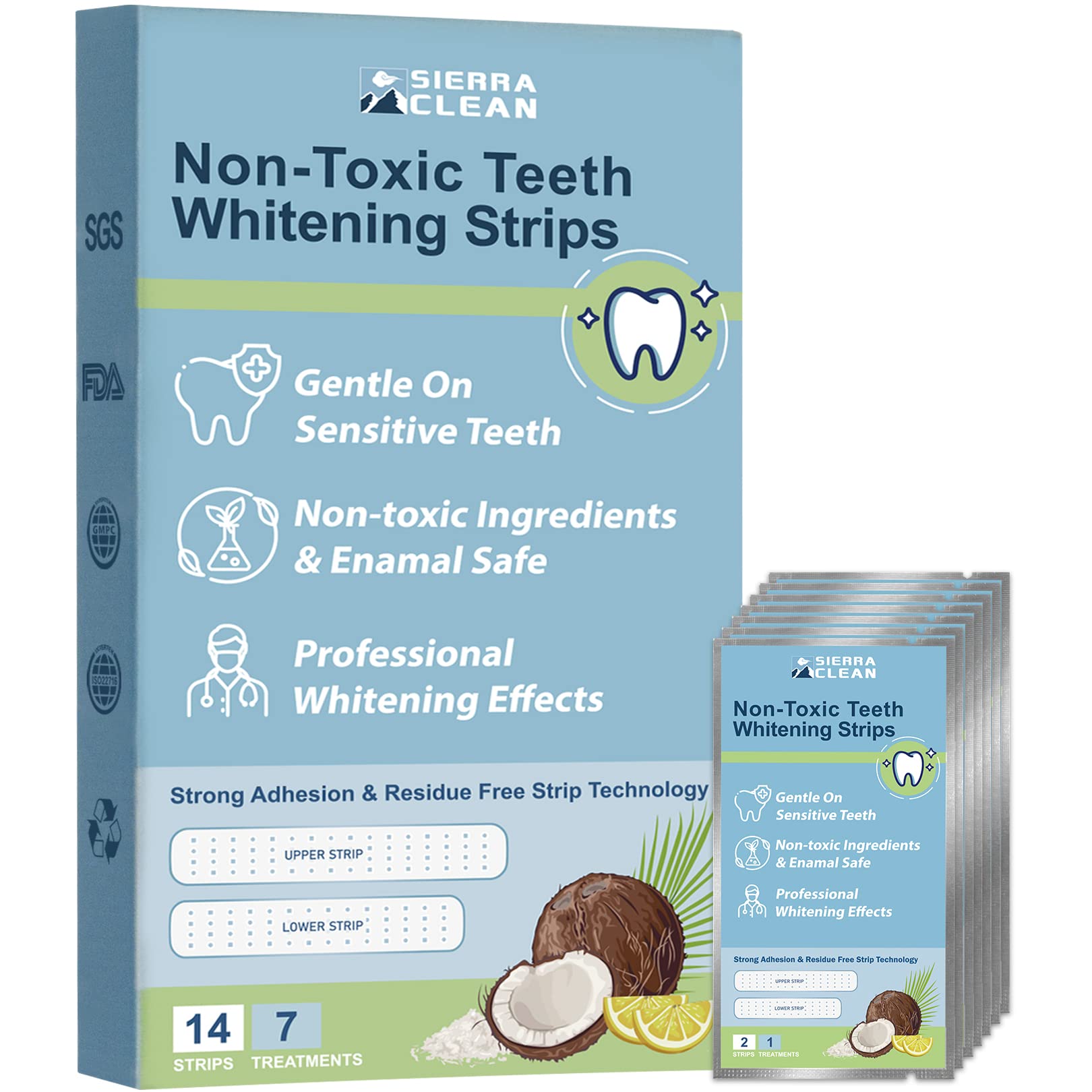Sierra Clean Teeth Whitening Strips package showing 7 treatments