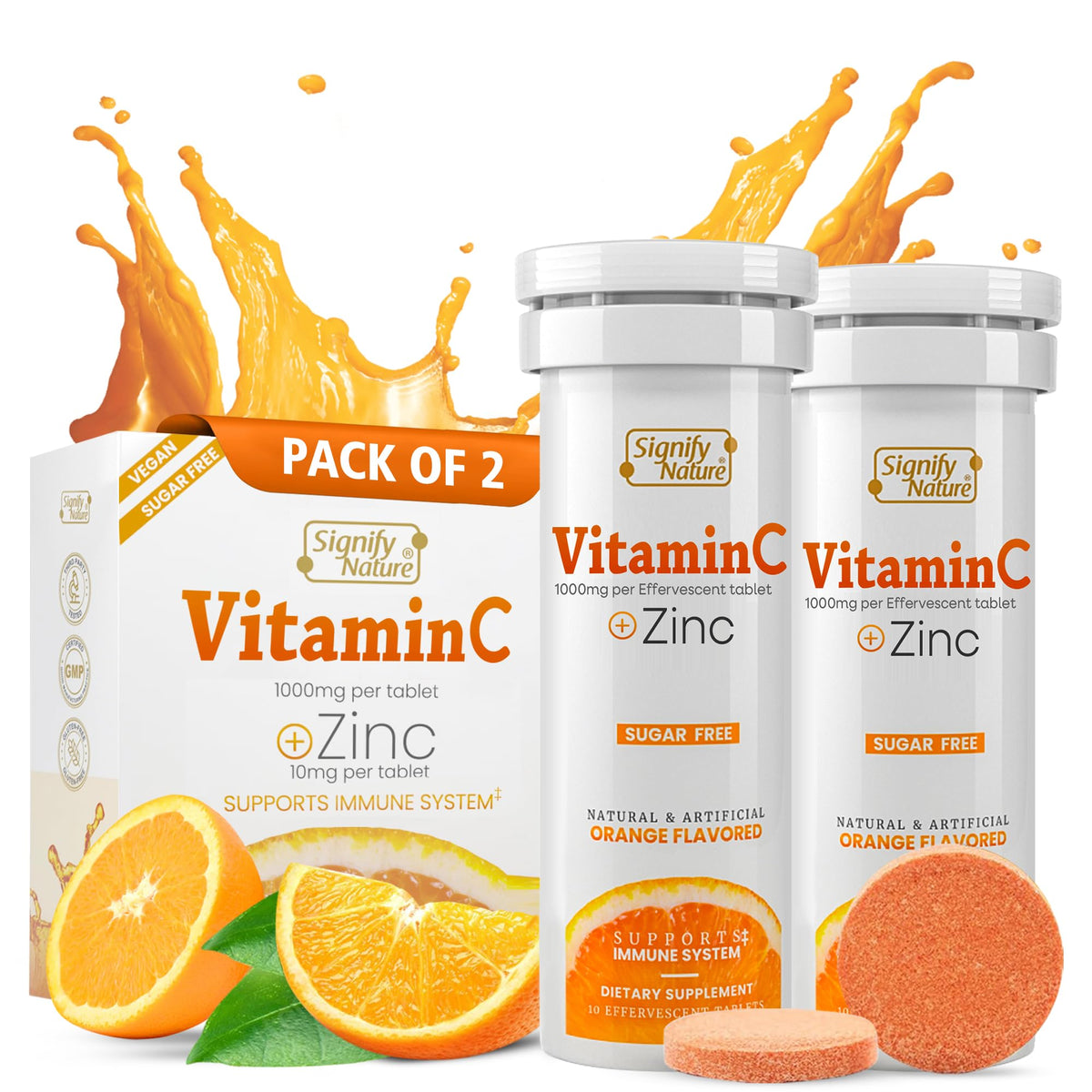 Signify Nature Vitamin C 1000mg effervescent tablets packaging (20 count)