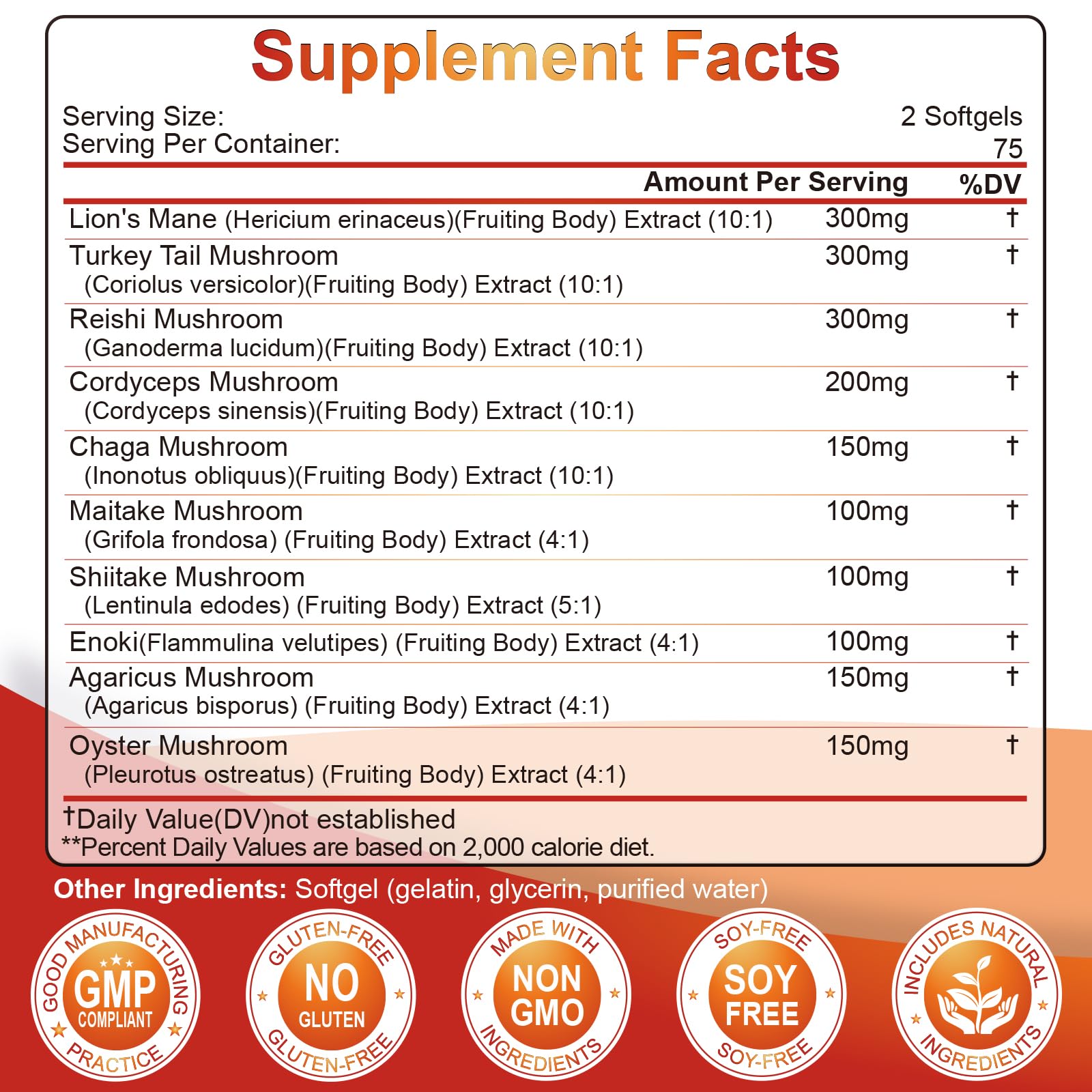 SIGNILIFE 10 in 1 Mushroom Supplement product label