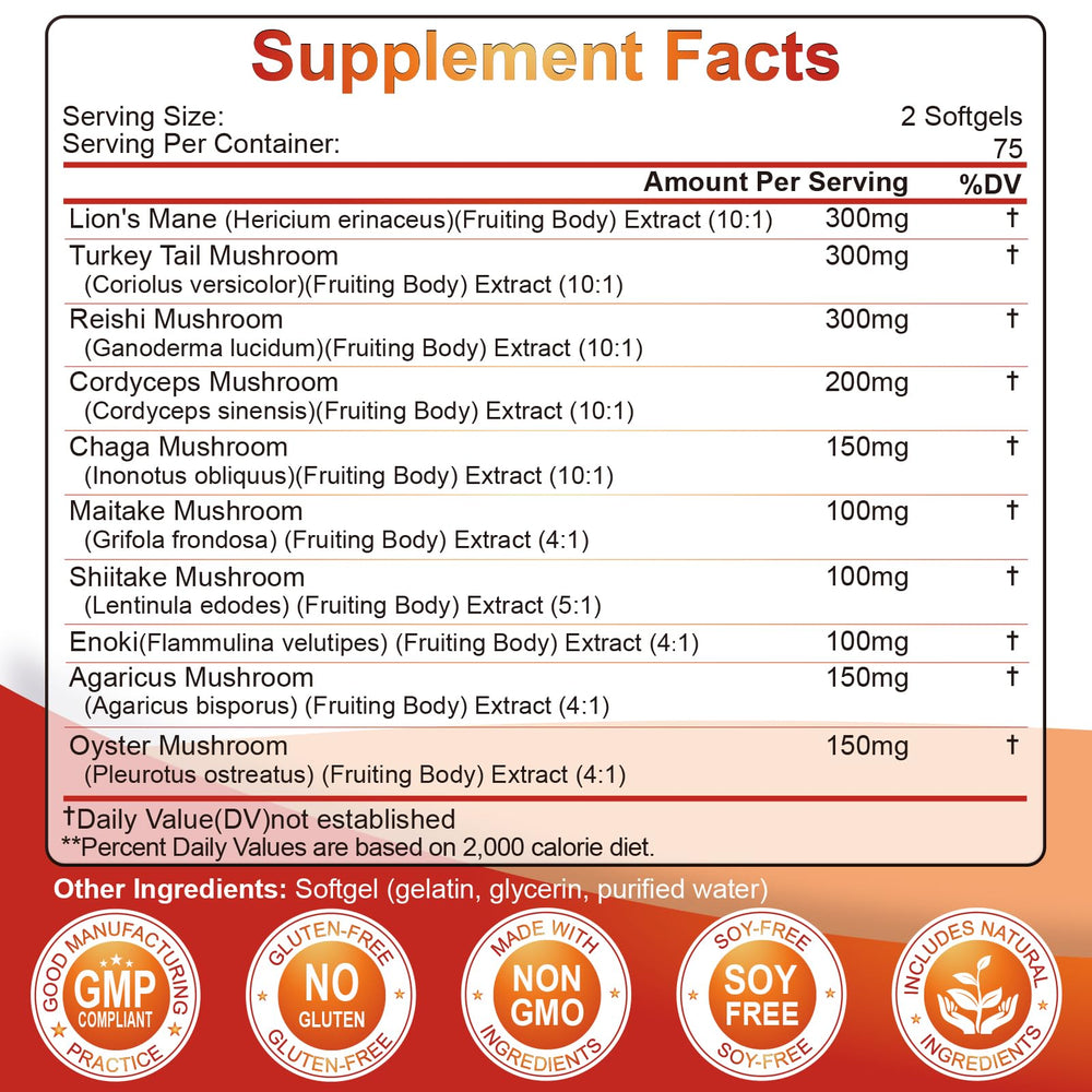 SIGNILIFE 10 in 1 Mushroom Supplement product label