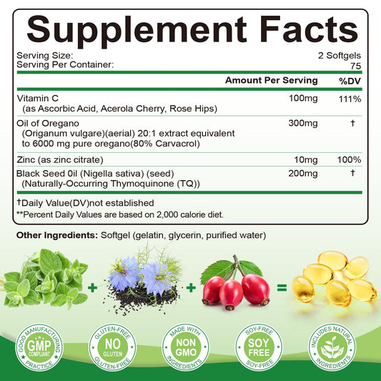 Close-up of oregano oil softgels for immune support