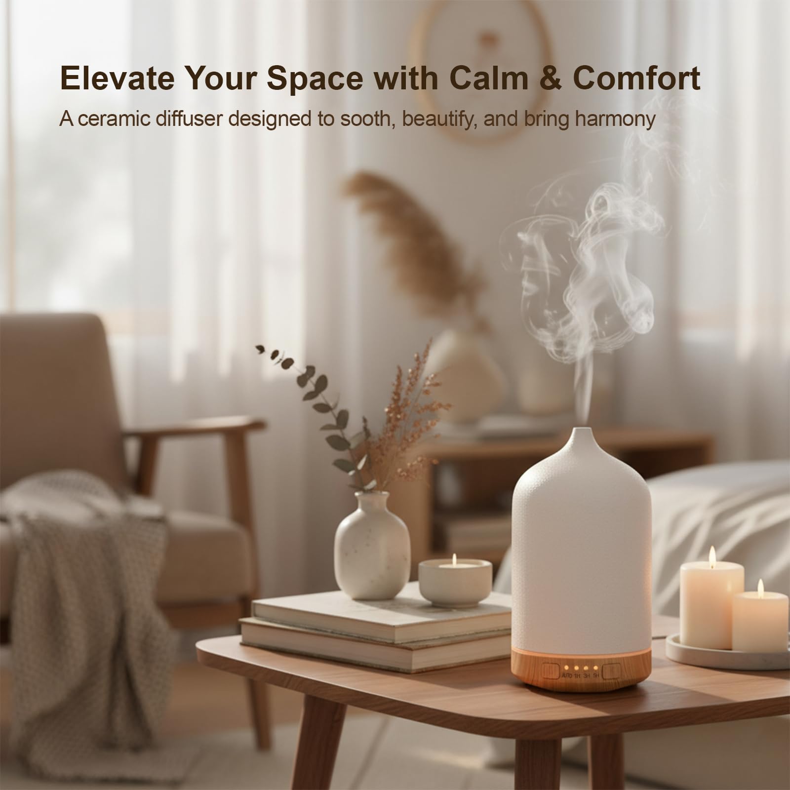SIHUADON ceramic diffuser 7-color night light offers mood lighting for meditation