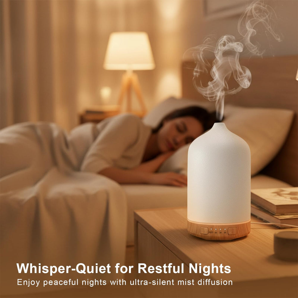 SIHUADON ceramic diffuser in bedroom creates relaxing atmosphere with soft glow