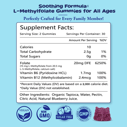 Sijigood bottle and packaging for L-Methylfolate Gummies Blueberry