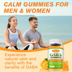 GABA Gummies bottle label showing sugar-free, vegan, and gluten-free.