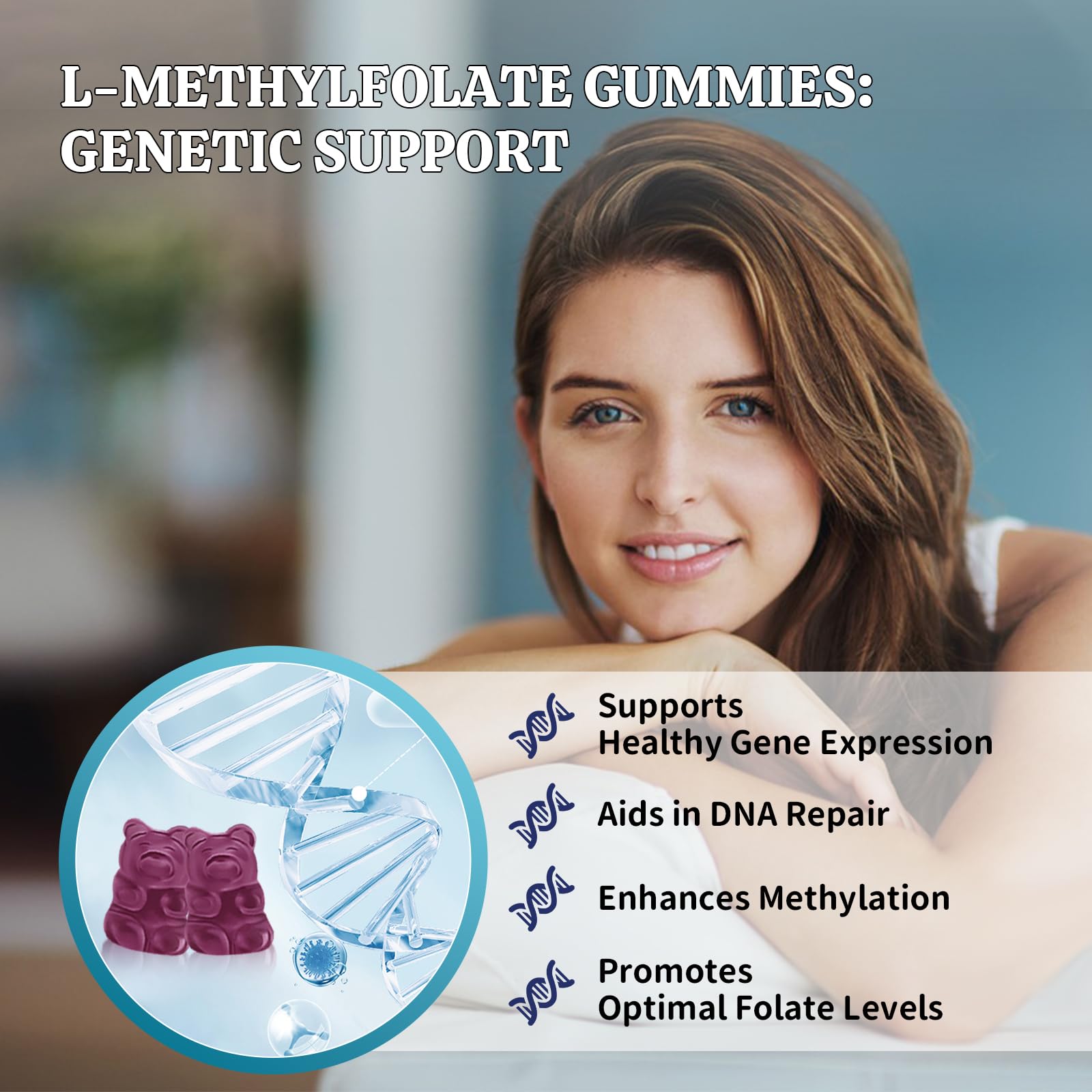 Nutrition facts panel for Sijigood L-Methylfolate Gummies Blueberry