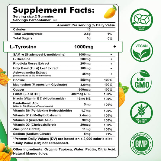 Close-up of gummies emphasizing focus and cognitive support