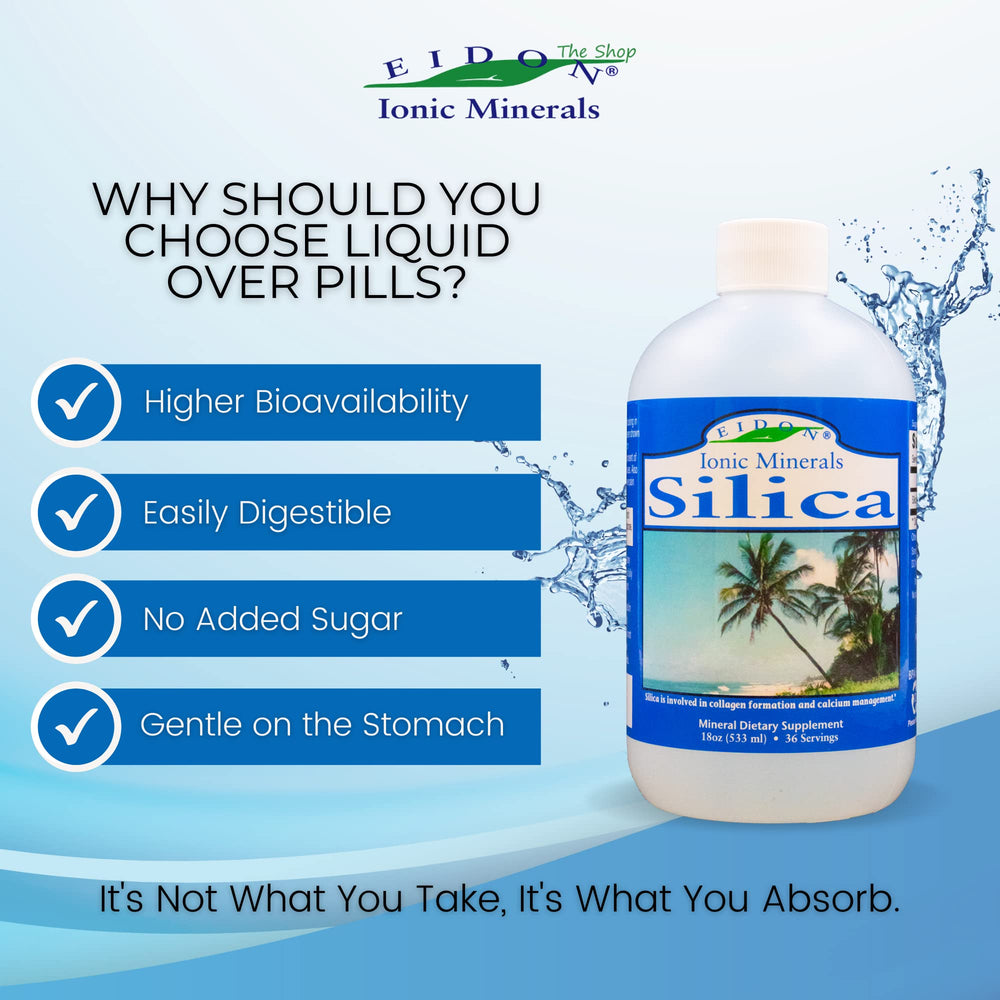 Silica drops symbolizing calcium management in the body