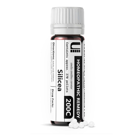 Front view of Silicea 200C remedy bottle with 270 pellets