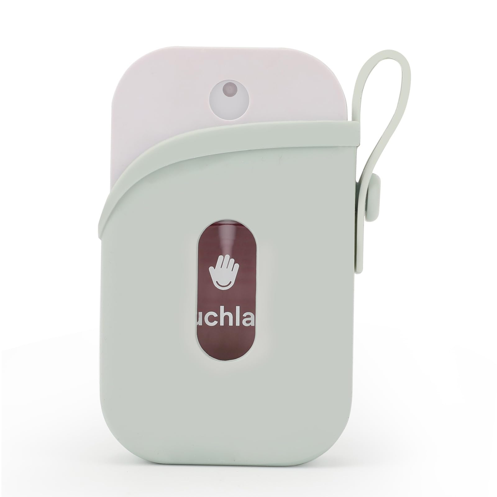 Green silicone case with keychain for Touchland Power Mist and Glow Mist 1 oz - front view