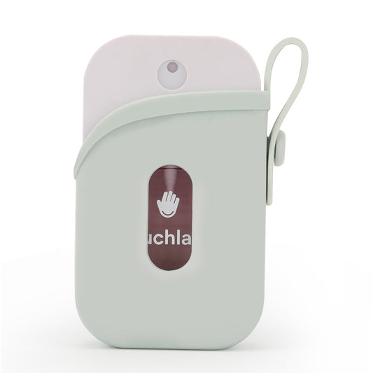 Green silicone case with keychain for Touchland Power Mist and Glow Mist 1 oz - front view