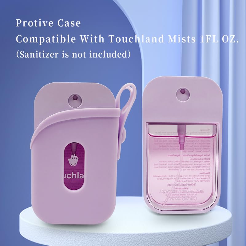 Back view of silicone case with keychain for Touchland Power Mist and Glow Mist 1 oz Purple