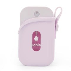 Front view of Silicone Case with Keychain for Touchland Power Mist and Glow Mist 1 oz in Purple