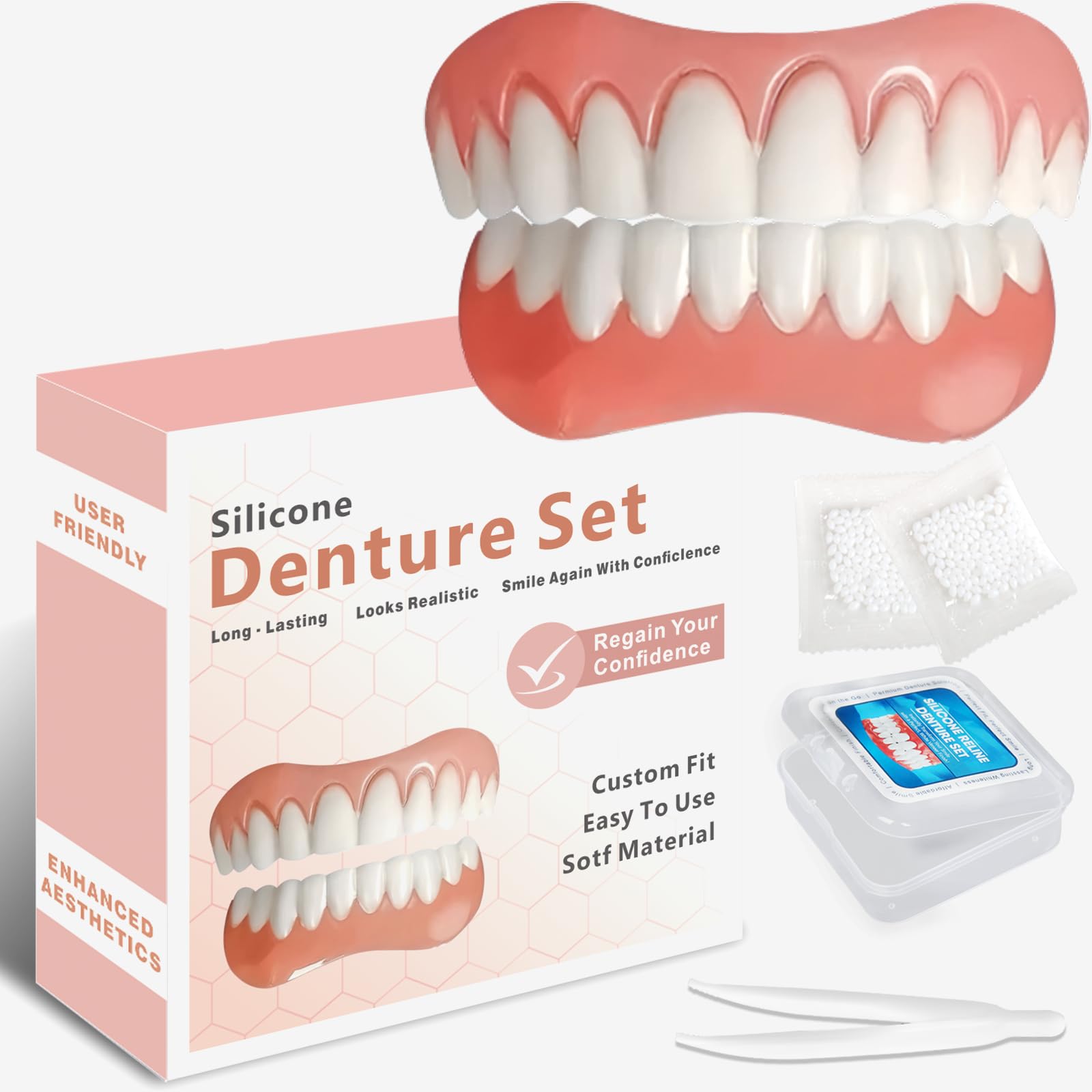 Upper silicone denture veneers