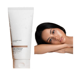 Silicone Face Primer bottle close-up shows smooth base for pore-minimized makeup.