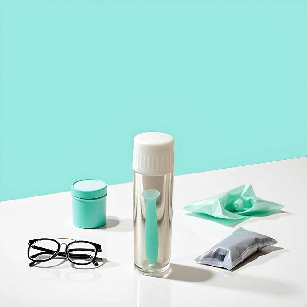Green silicone lens remover tool in hand