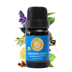 Silk Road Breathe Calm essential oil bottle with 10 ml dropper