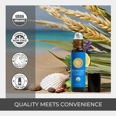 Side view of Silk Road Breathe Calm 10 ml roll-on bottle