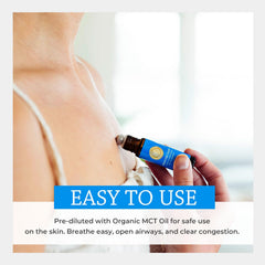 Box packaging and bottle of Silk Road Breathe Calm essential oil roll-on