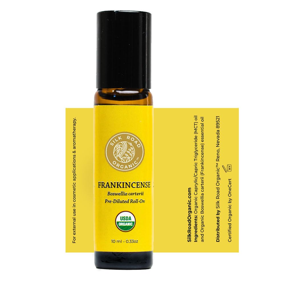 Relaxing aromatherapy scene with Frankincense roll-on
